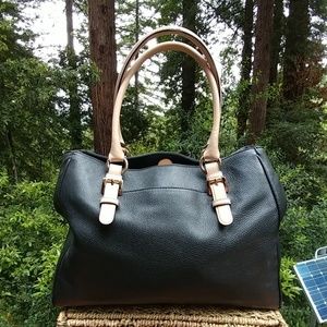 Michael Kors Black & Tan Leather Beautiful Lg Bag